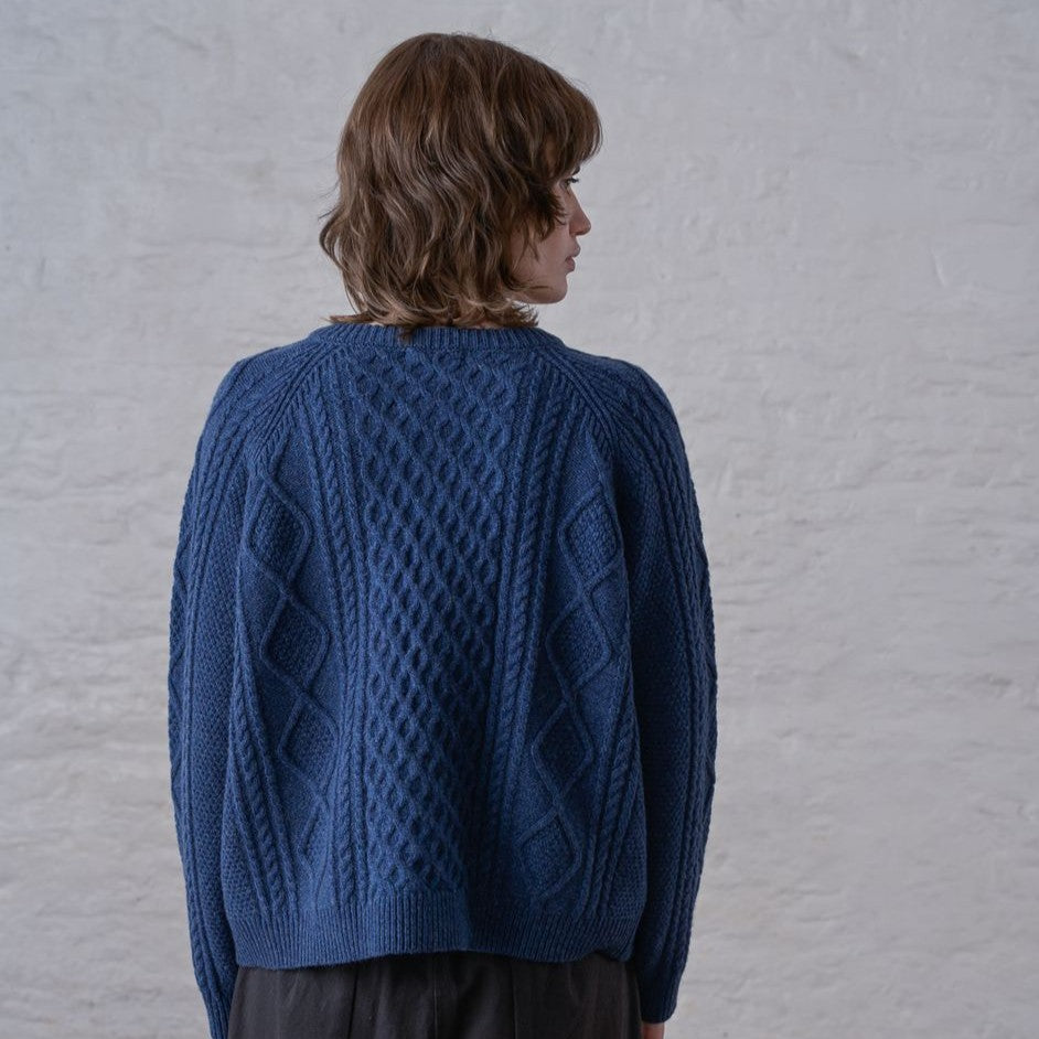 Derby Aran Cardigan, Navy