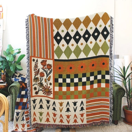 Calhoun & Co dandy daffodil tapestry blanket at Clad, a sustainable clothing boutique in Asheville, NC