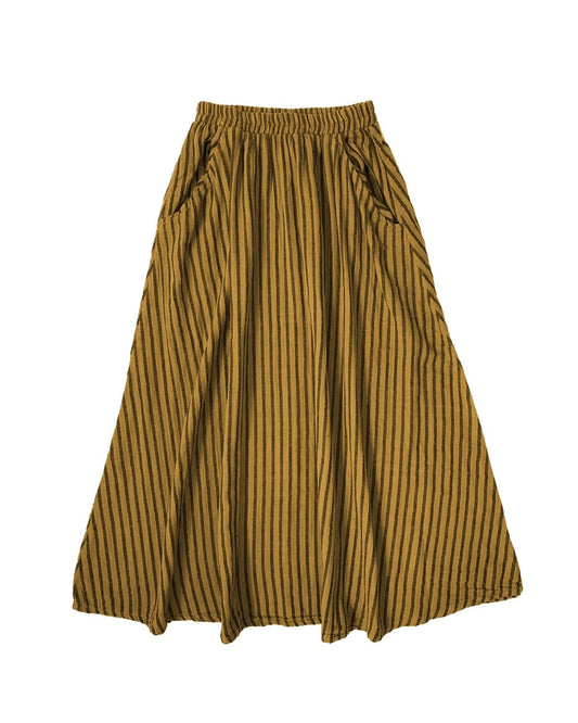 Curator Fawn honey ochre stripe skirt at Clad, a sustainable clothing boutique in Asheville, NC