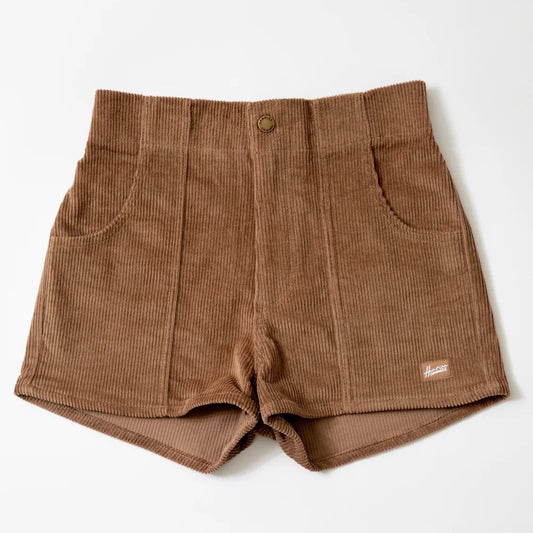 Brown corduroy women's shorts from Hammie's at Clad, a sustainable clothing boutique in Asheville, NC