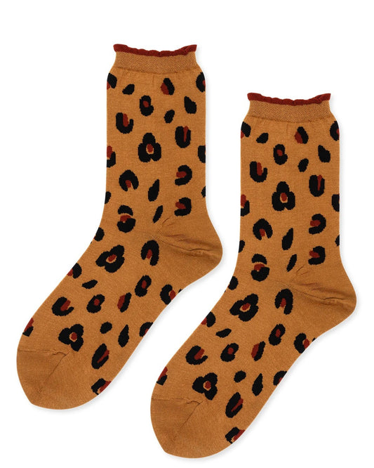 Cheetah cat print crew socks by Hansel from Basel