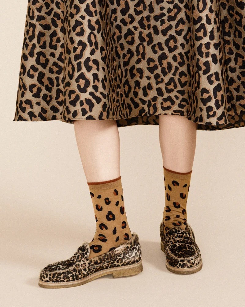 Cheetah cat print crew socks by Hansel from Basel