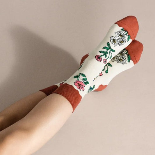 Retro Flower Crew Sock