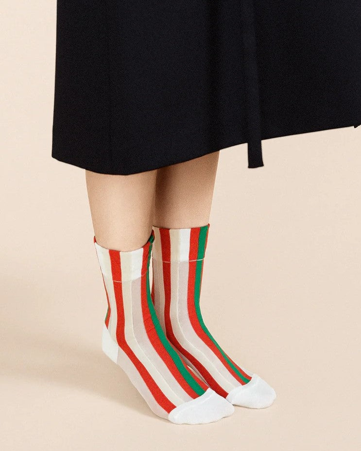 Festival stripe sheer sock by Hansel from Basel.