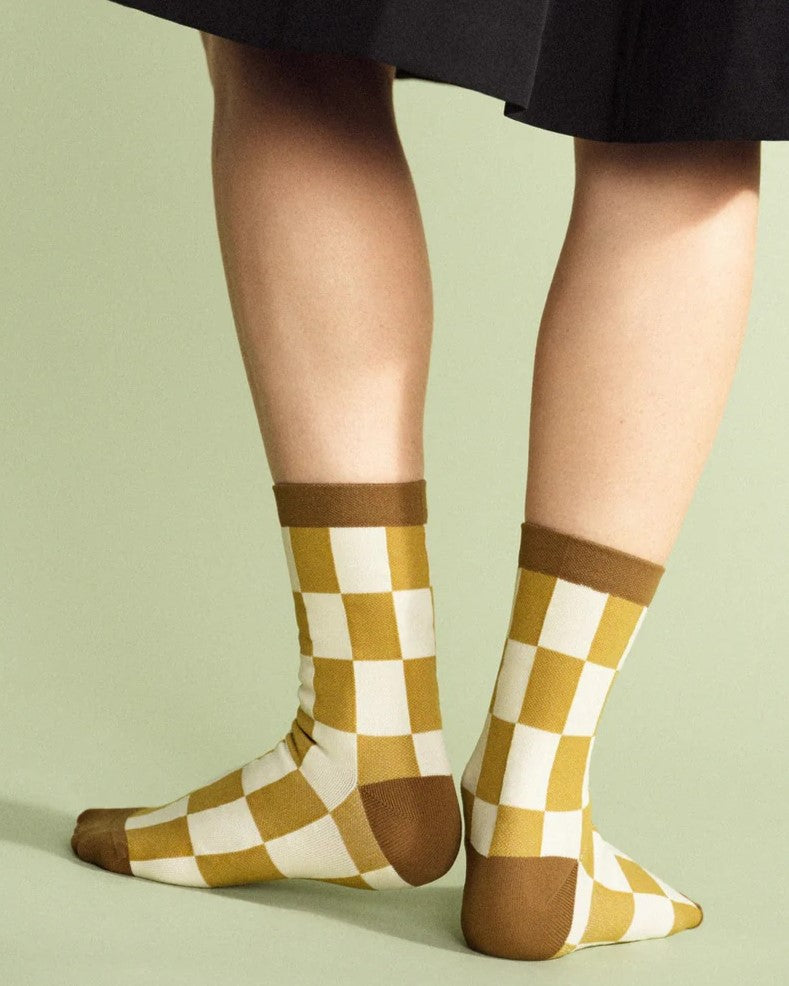 Futura sporty crew sock in marigold from Hansel from Basel at Clad, a sustainable clothing boutique in Asheville, NC
