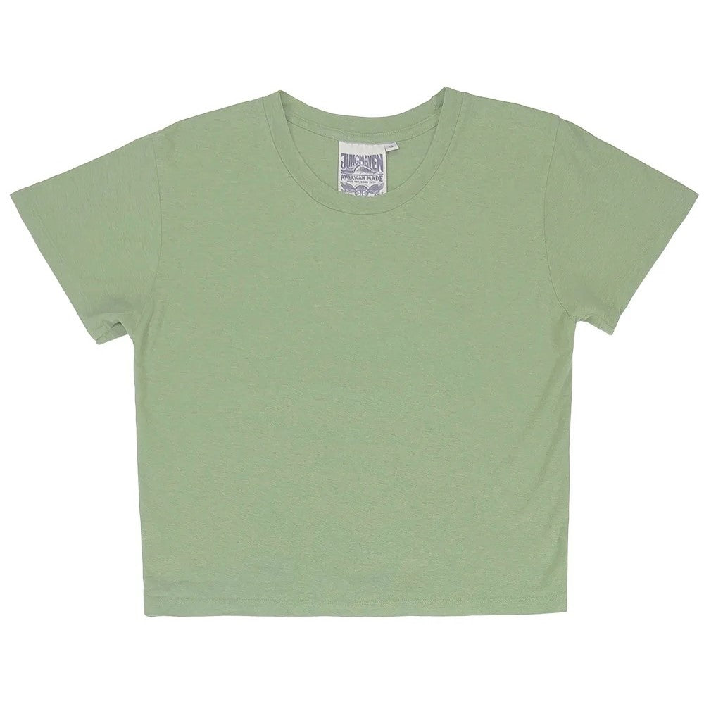 Jungmaven cropped Lorel tee in pistachio green