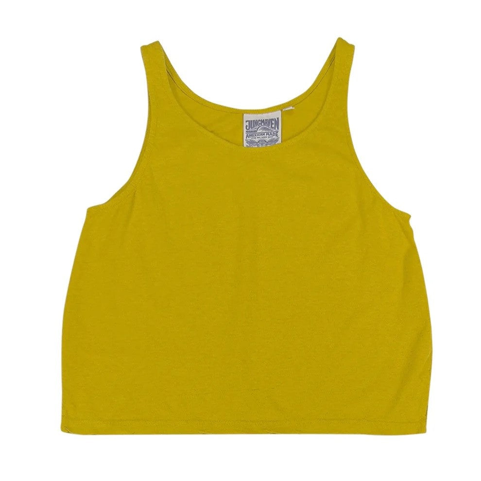Jungmaven cropped tank top in citrine yellow at Clad, a sustainable clothing store in Asheville, NC