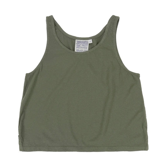 Jungmaven cropped tank top in olive green at Clad, a sustainable clothing store in Asheville, NC