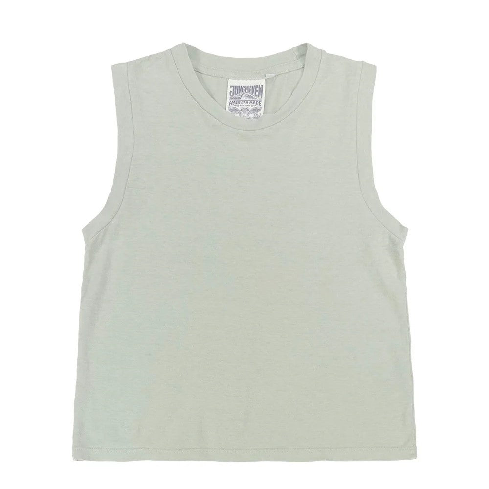 Jungmaven Phoenix  muscle tee in agave pale mint green at Clad, a sustainable clothing boutique in Asheville, NC