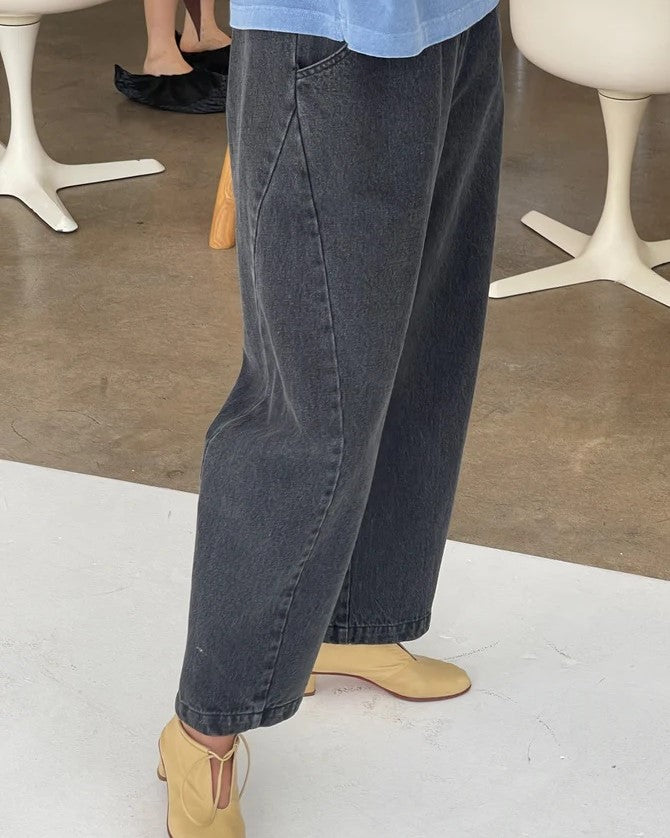 Le Bon barrel arc pants in black denim at Clad, a sustainable clothing store in Asheville, NC