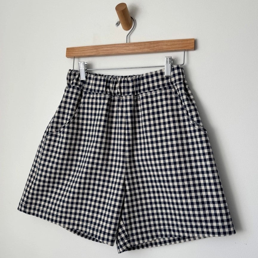 City Shorts, Navy Gingham
