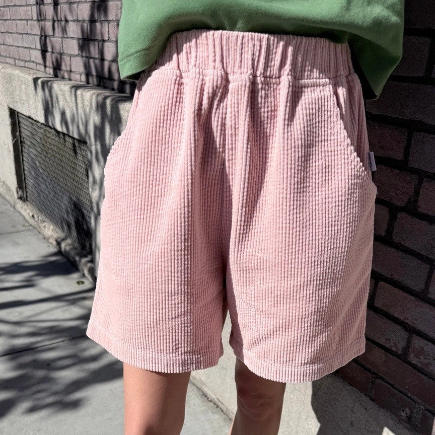 baby pink soft corduroy city shorts by Le Bon Shoppe