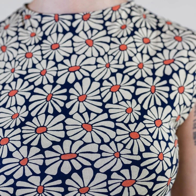 Mata Traders floral ruched top in navy at lad, a sustainable clothing boutique in Asheville, NC