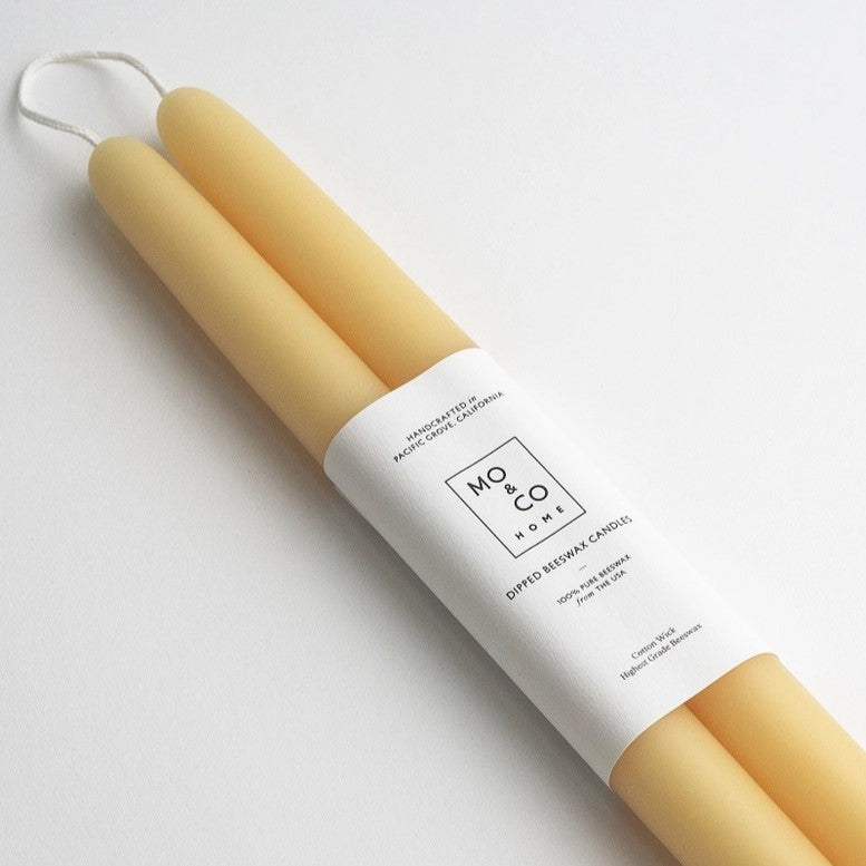 Mo & Co Natural beeswax taper candle pair