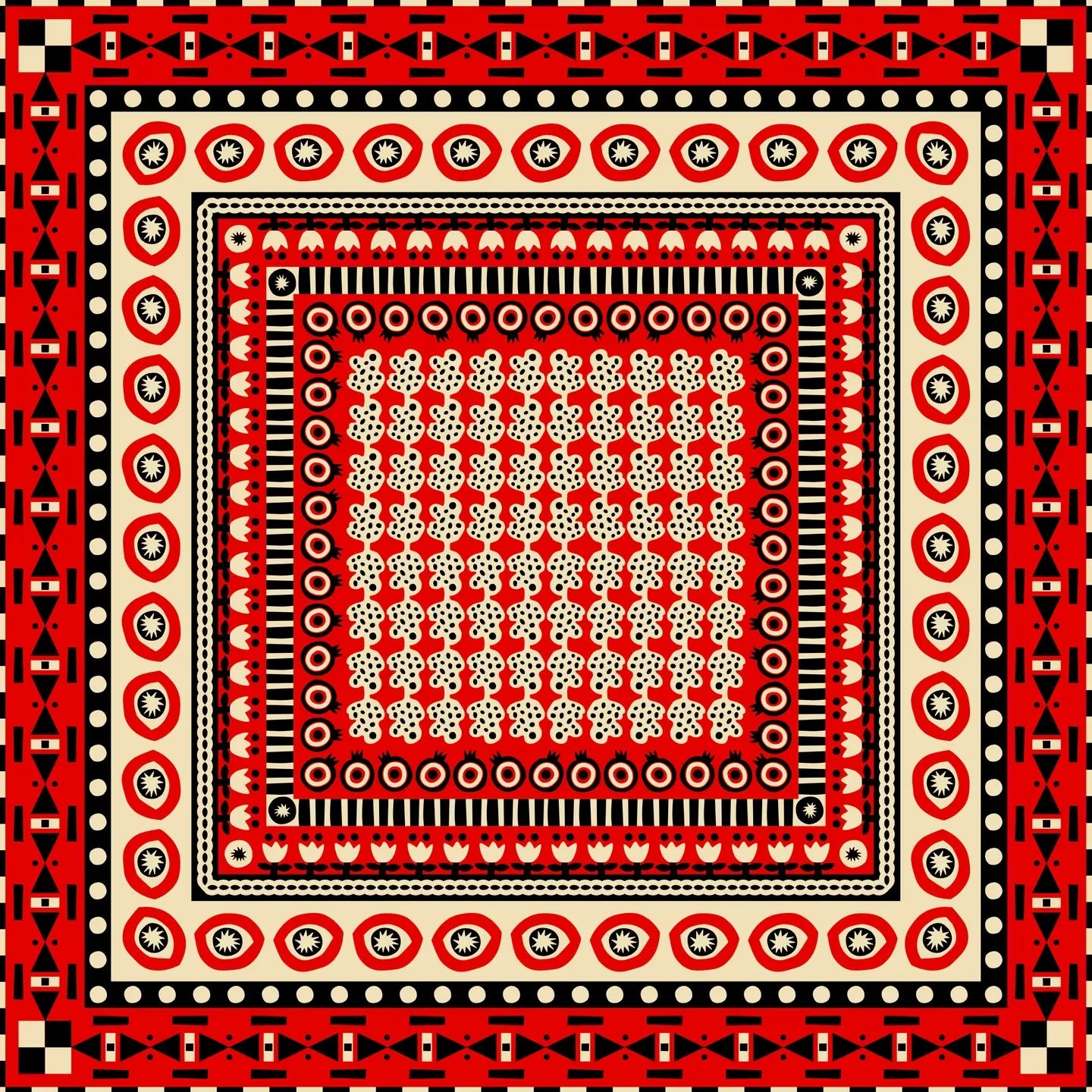 Mur by Ayc a red tulip bandana silk and cotton blend