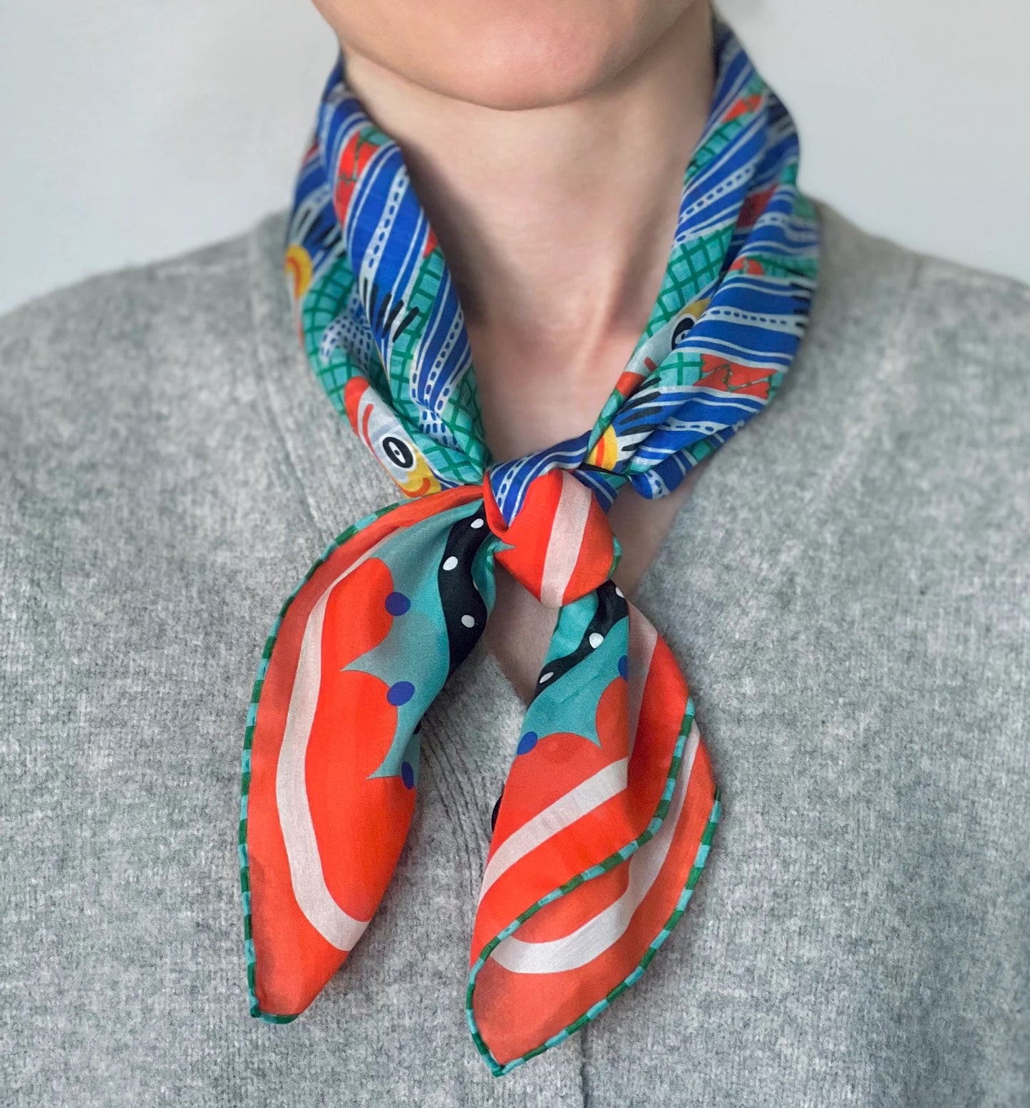 Sardines silk and cotton blend bandana by Mur by Ayca at Clad, a sustainable clothing store in Asheville, NC