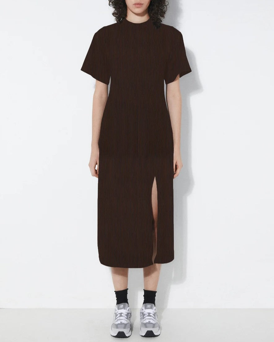 Stripe Claire Dress from Rita Row paired with sneakerst at Clad, a sustainable clothing boutique in Asheville, NC.