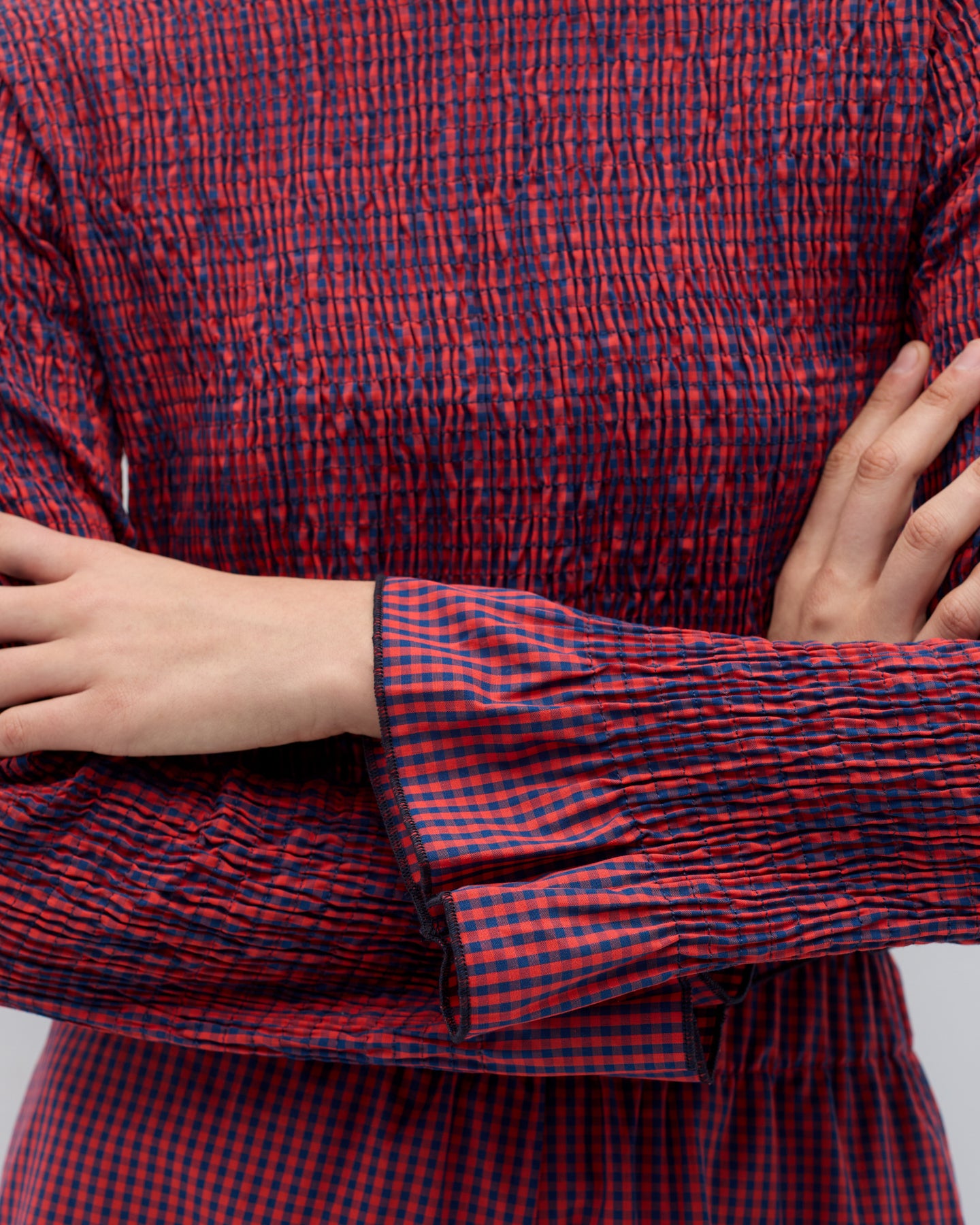 Orange and blue checkered Olga top from Rita Row