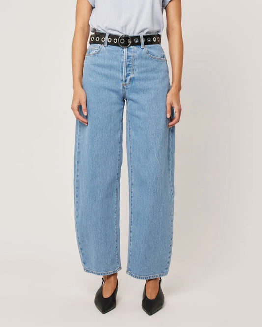 Rolla's Gigi barrel jeans in light country blue at Clad, a sustainable clothing store in Asheville, NC