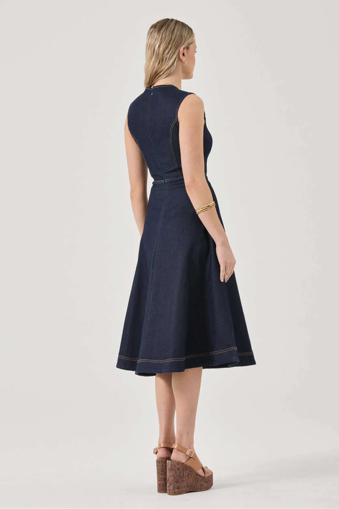 Rollas madame indigo midi denim dress