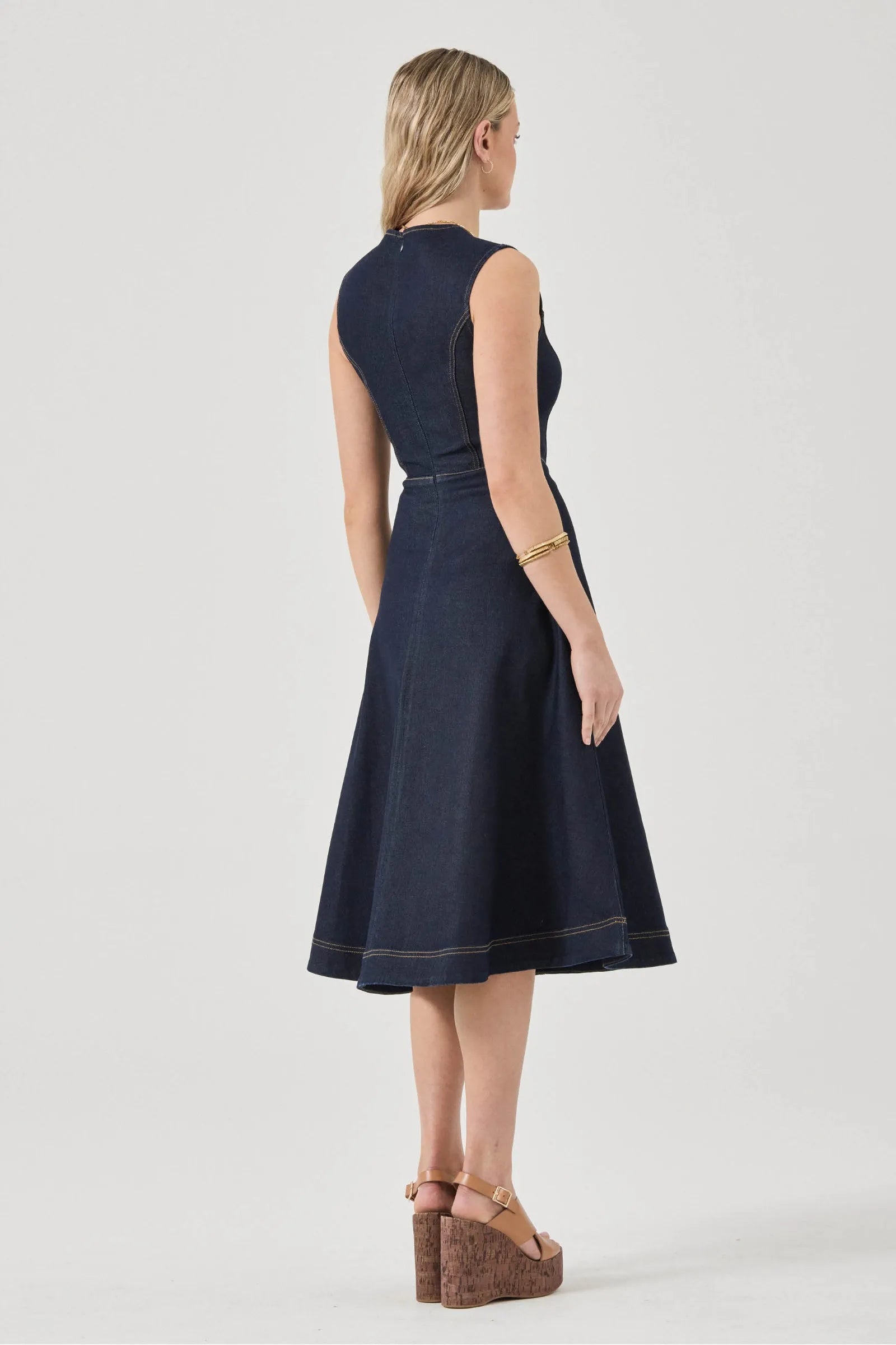 Rollas madame indigo midi denim dress