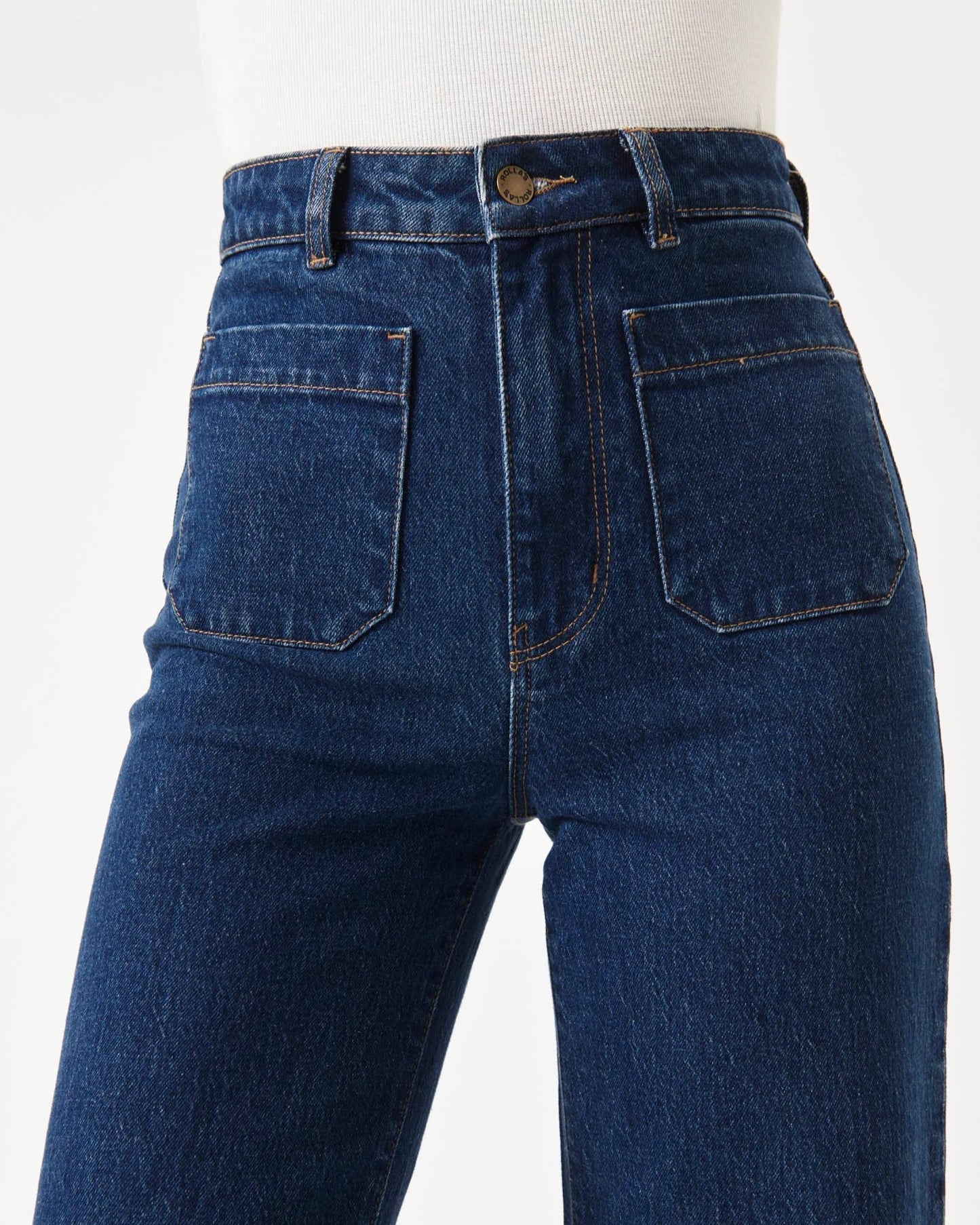 Rolla's sailor jeans with a wide leg in eco ruby dark denim blue.