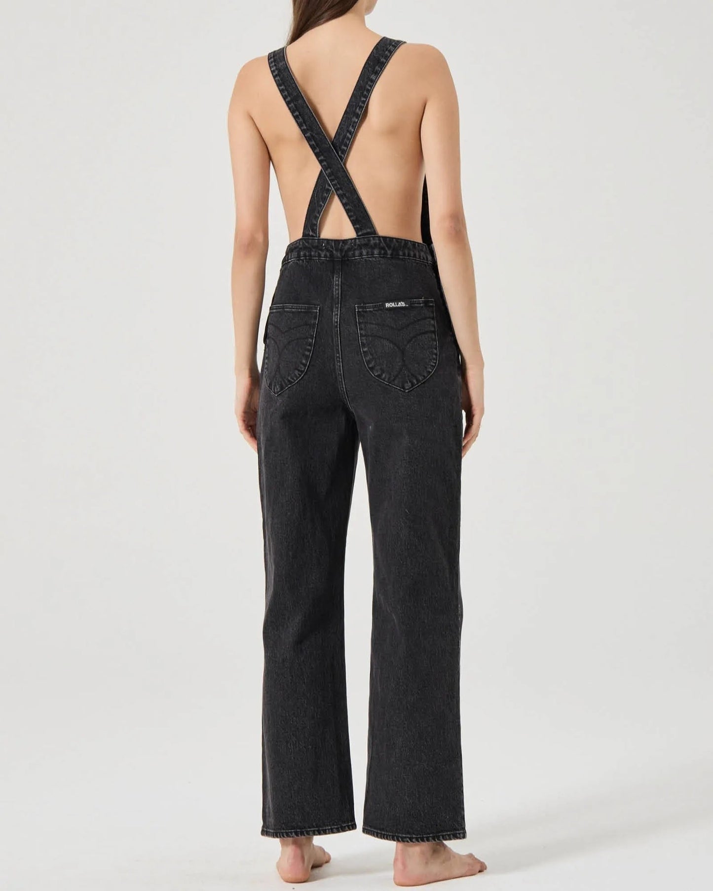 Rolla's Stevie relaxed overalls in black sand