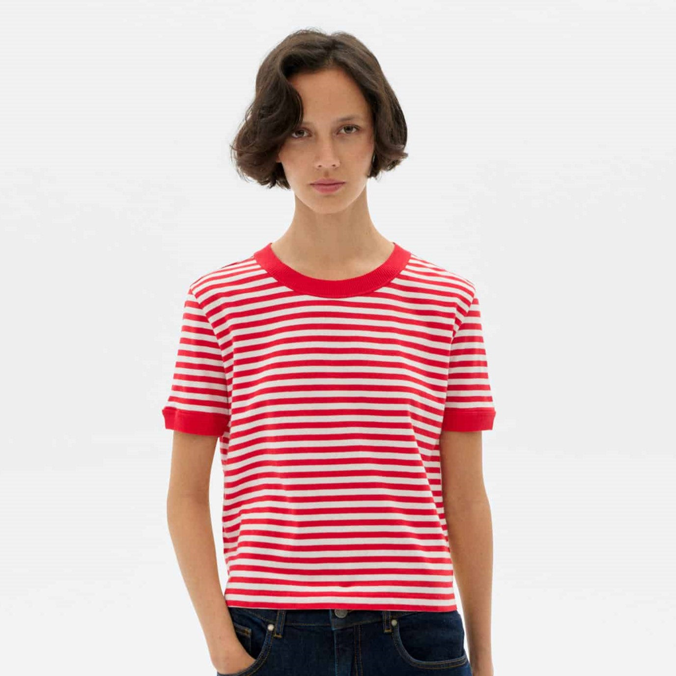 Thinking Mu Zowi red stripe t-shirt