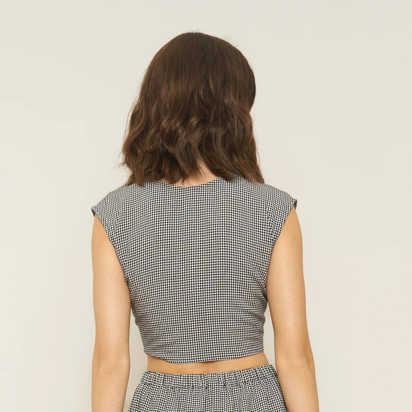 Whimsy & Row Valentina Top in black gingham at Clad, a sustainable clothing store in Asheville, NC