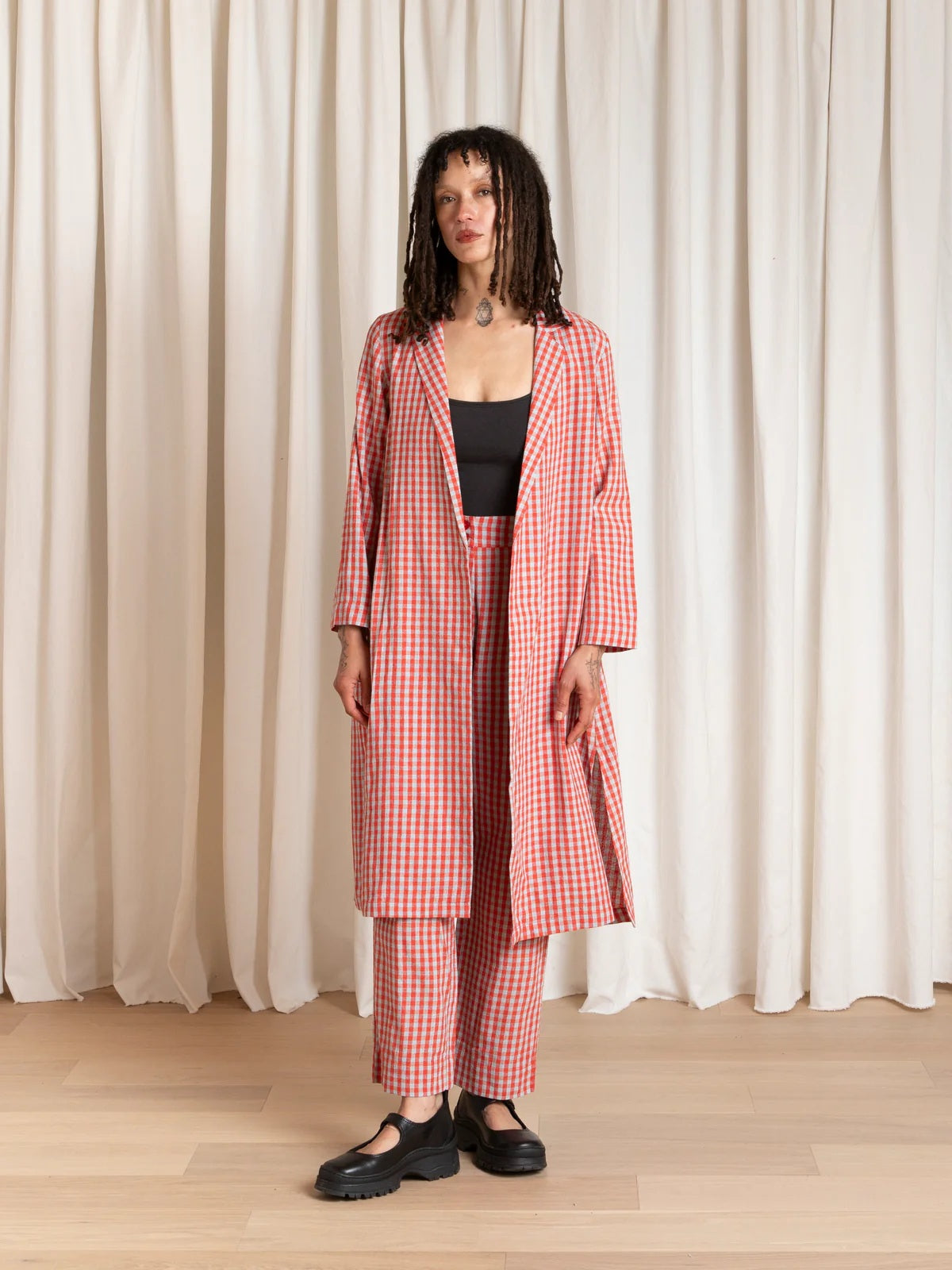 Ali Golden notch jacket in poppy and ice gingham