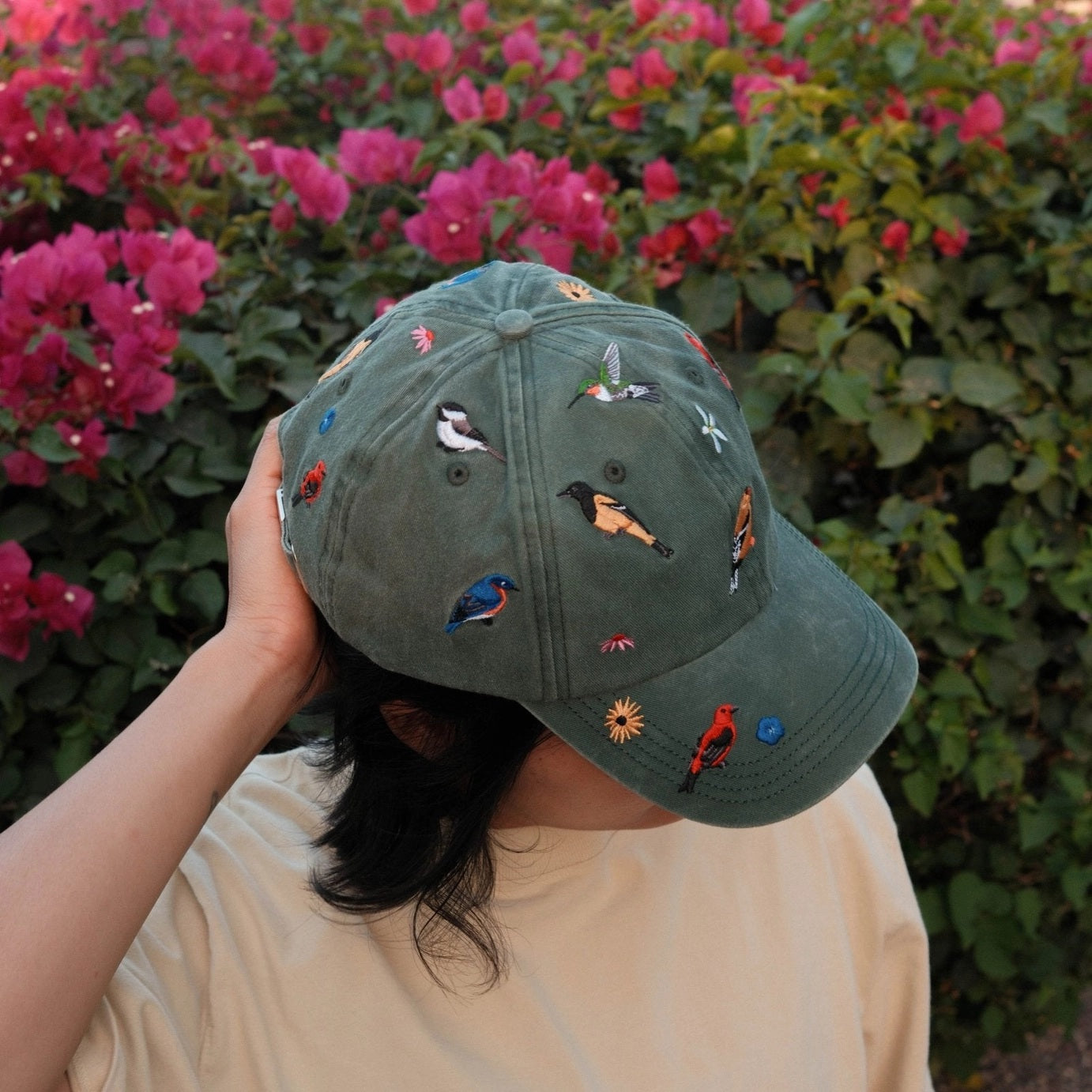 Bird Collective backyard birds baseball cap hat with embroidery