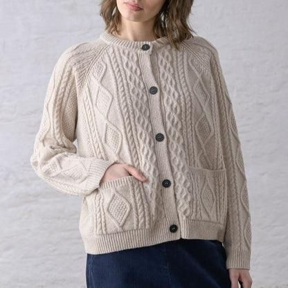 Oat cream derby aran cardigan by Bibico