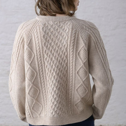 Oat cream derby aran cardigan by Bibico