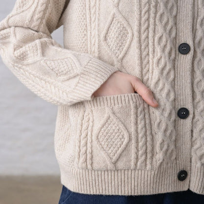 Oat cream derby aran cardigan by Bibico
