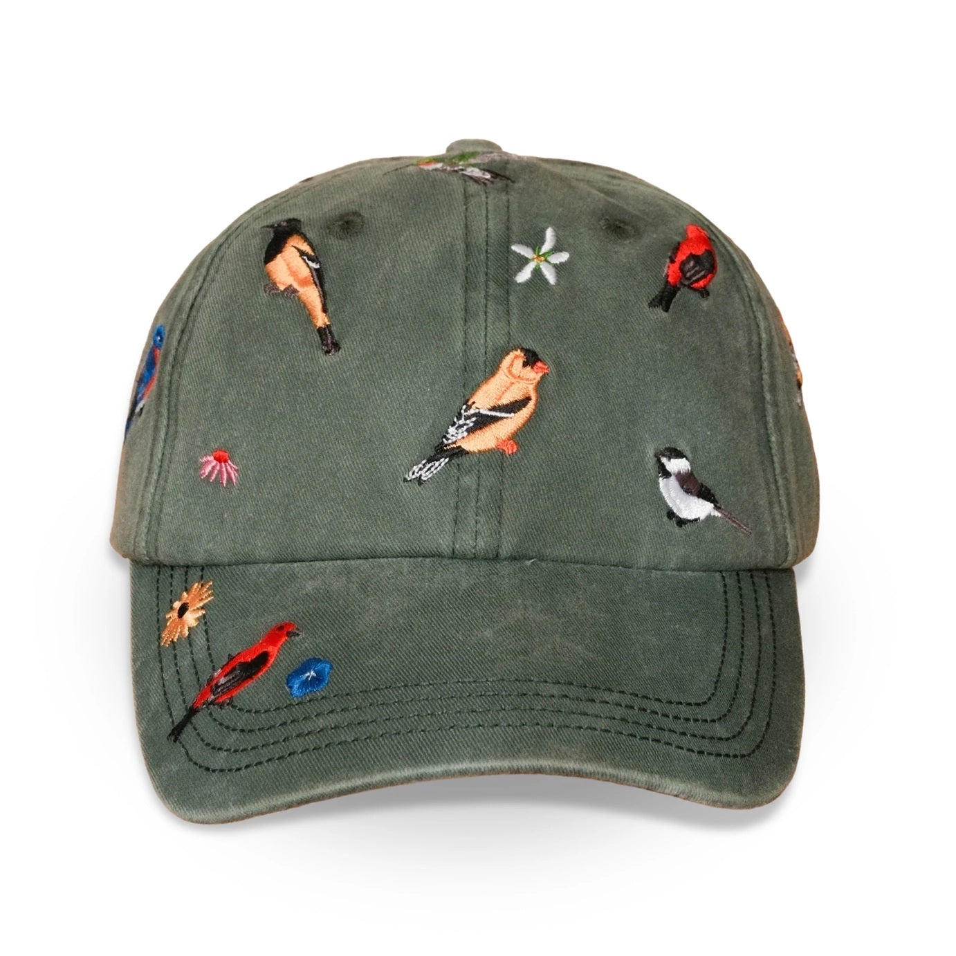 Bird Collective backyard birds baseball cap hat with embroidery