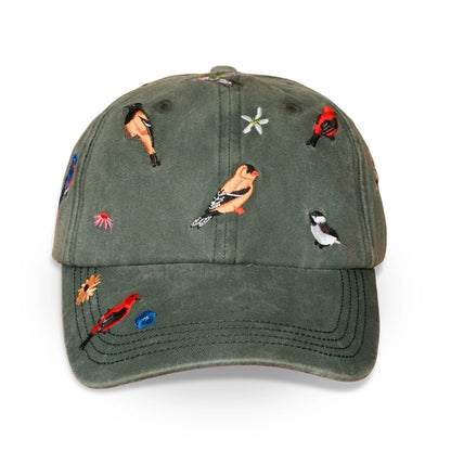 Bird Collective backyard birds baseball cap hat with embroidery