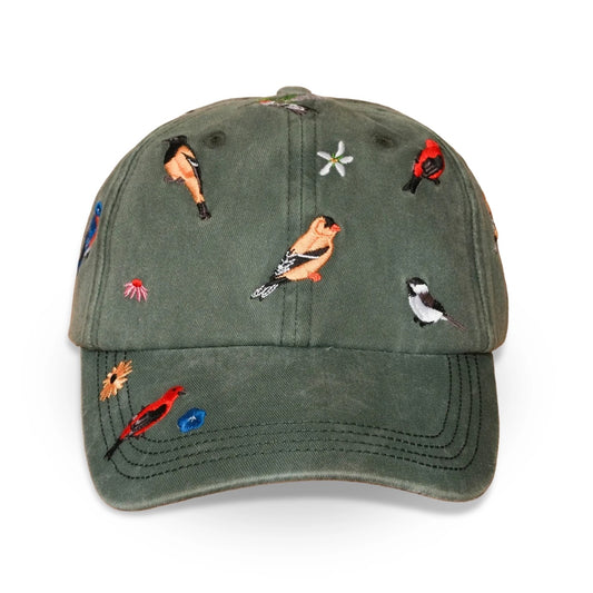 Bird Collective backyard birds baseball cap hat with embroidery