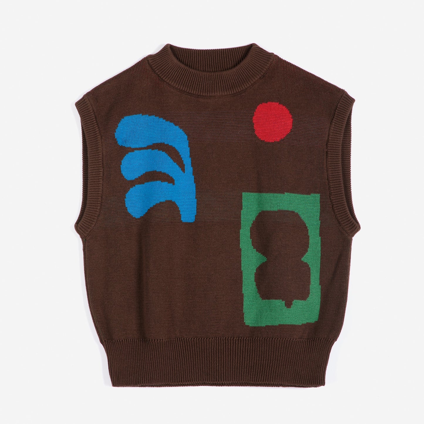 Plant seal jacquard brown cotton vest by Bobo Chooses