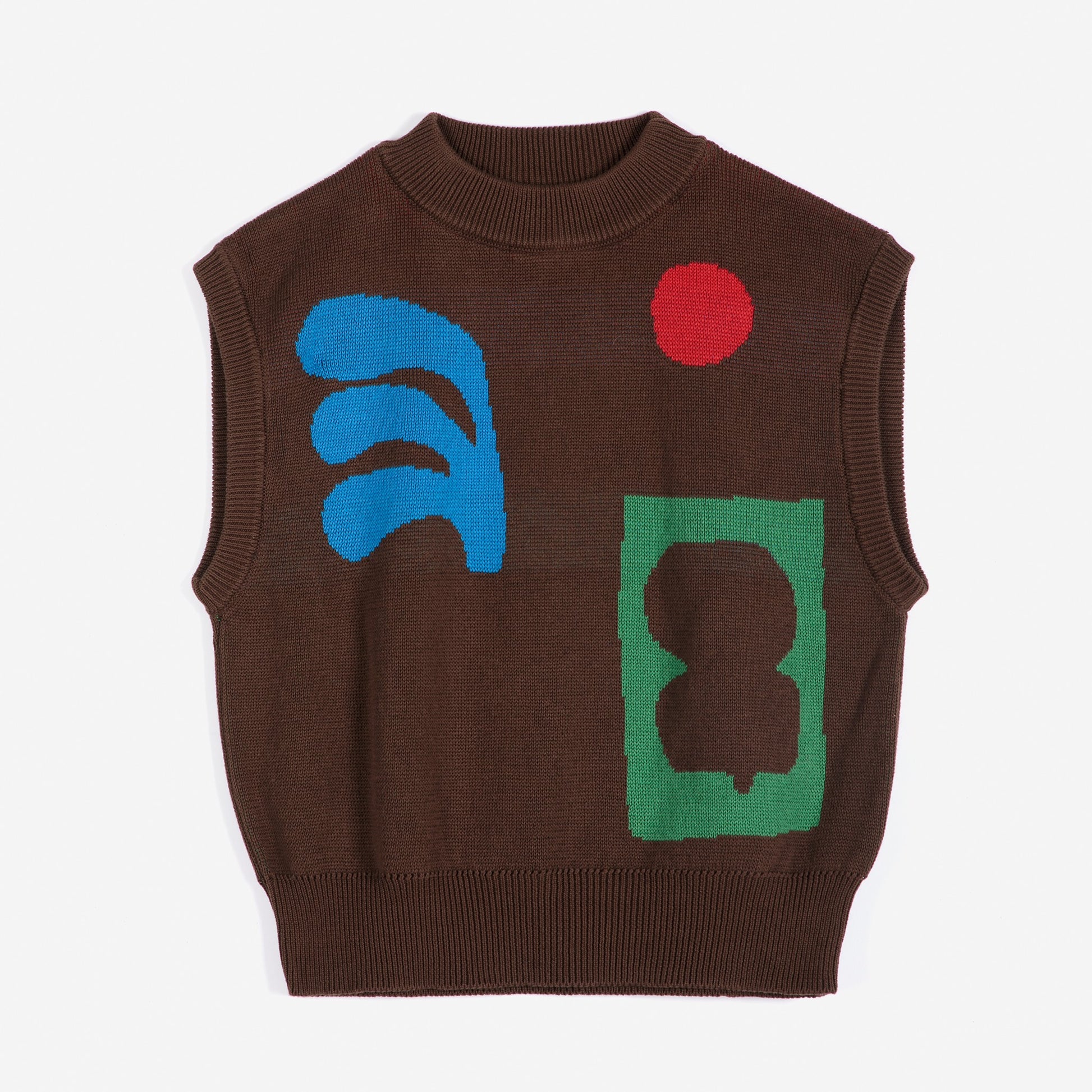 Plant seal jacquard brown cotton vest by Bobo Chooses