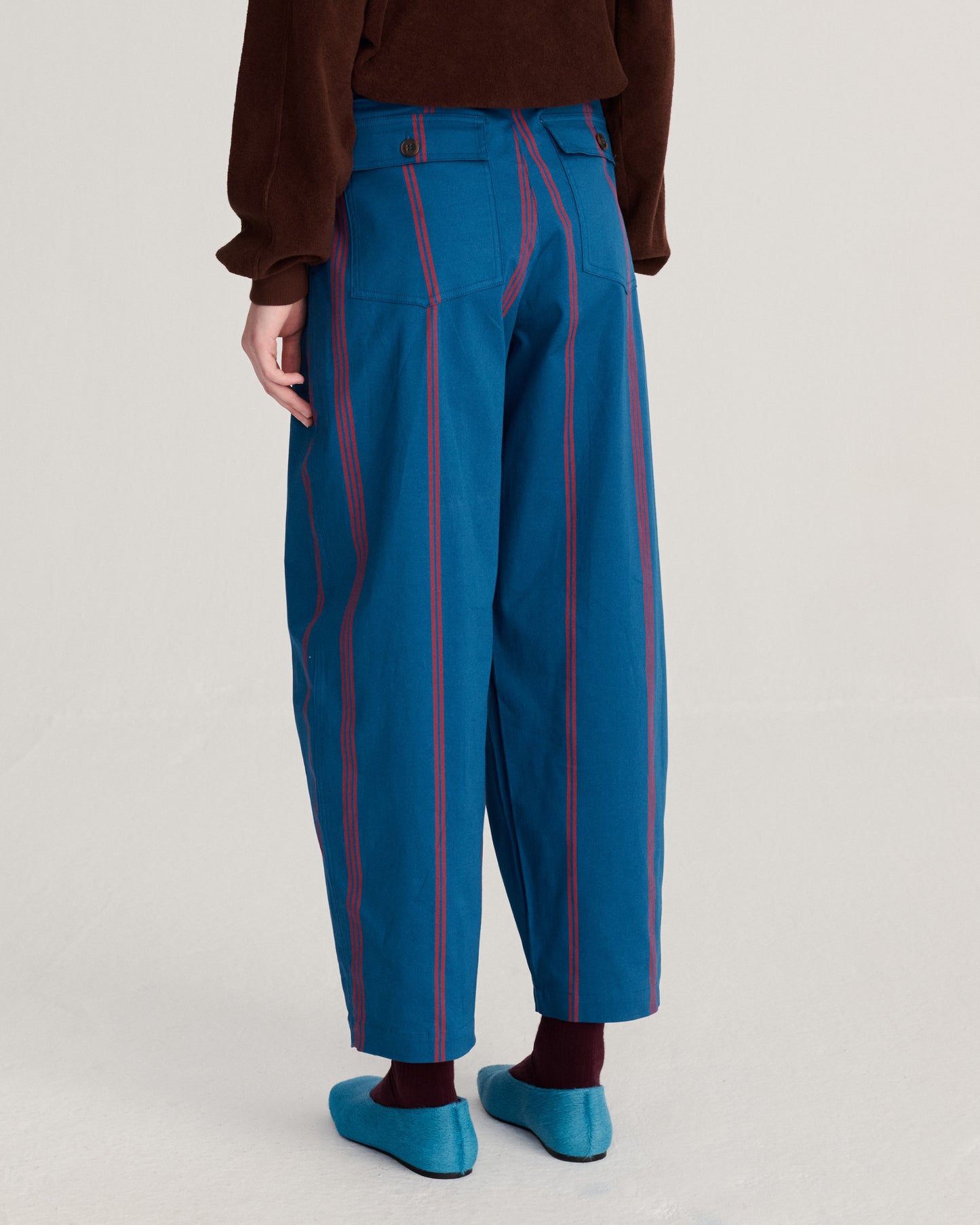 Red striped prussian blue pants by Bobo Chooses