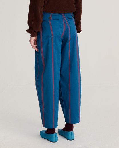 Red striped prussian blue pants by Bobo Chooses