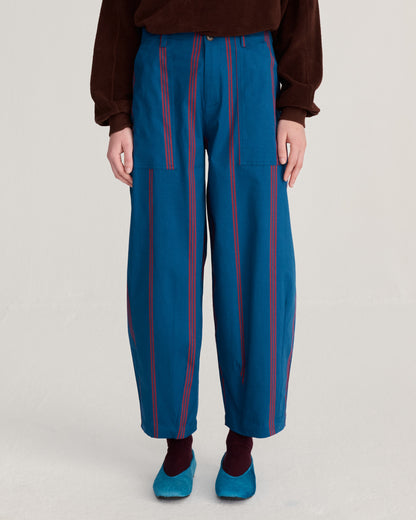 Red striped prussian blue pants by Bobo Chooses