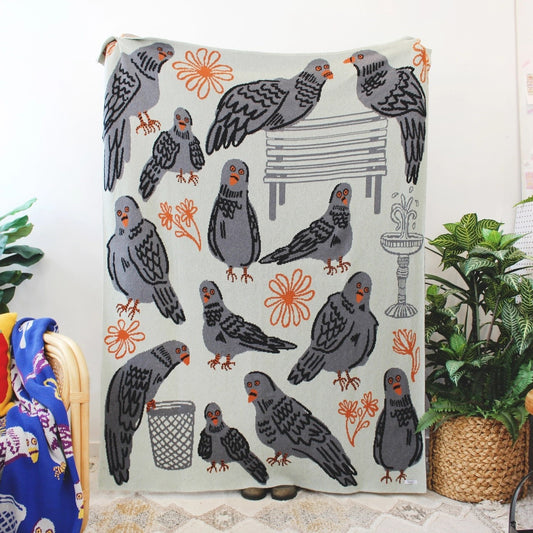 Park Pigeon Pals cotton blanket at Clad, a sustainable clothing store in Asheville, NC
