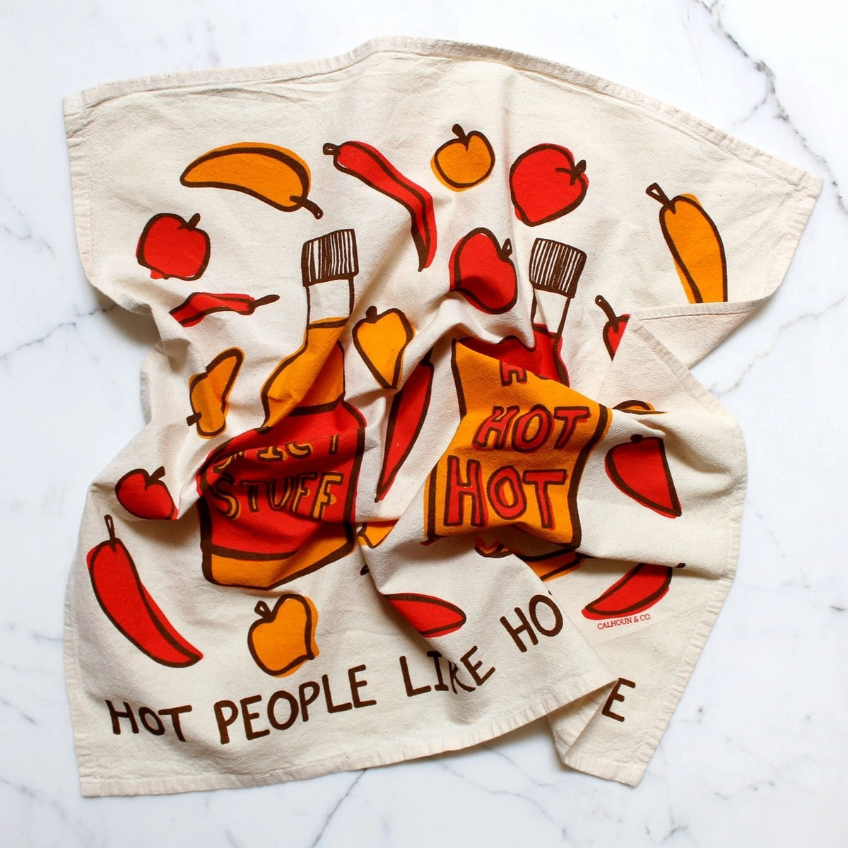 Calhoun & Co Hot People Like Hot Sauce tea towel