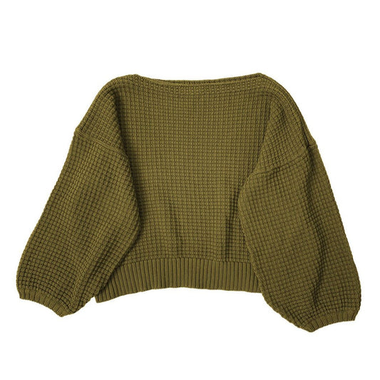 Curator clove sweater in fennel olive green waffle knit