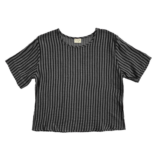 Curator faded black stripe boxy hanna tee