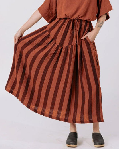 Curator jessie striped skirt in terracotta