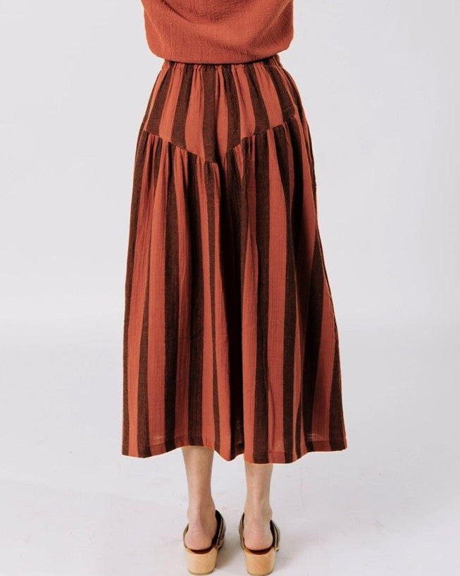 Curator jessie striped skirt in terracotta