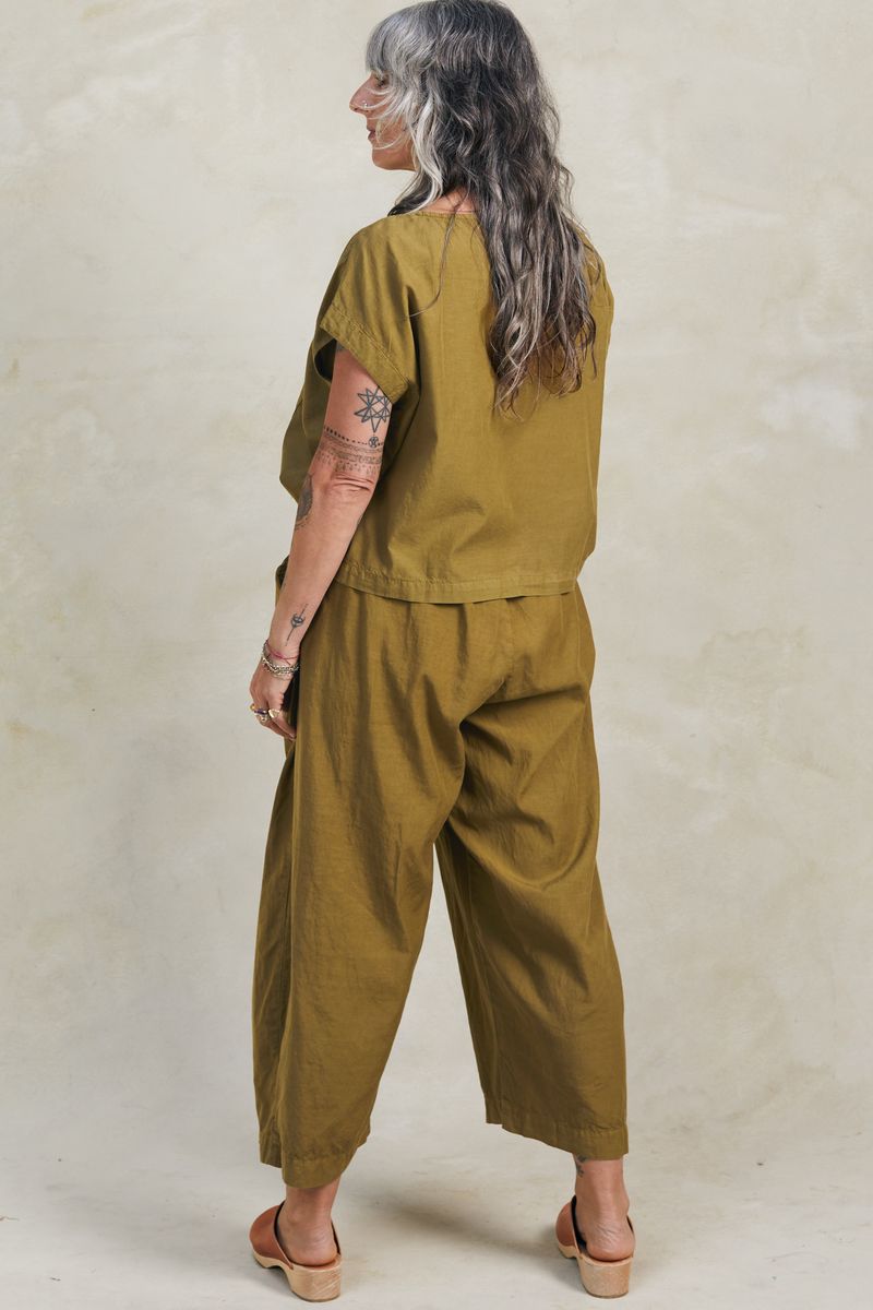 Curator larkin pants in fennel olive green with matching Jones top