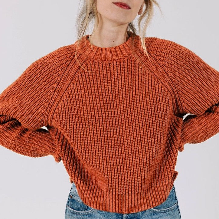 Curator terracotta rust sonnie knit cotton sweater
